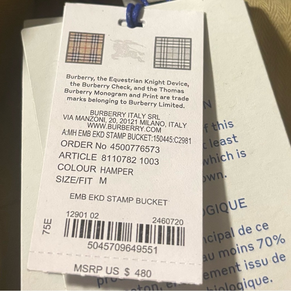 Burberry Tan Bucket Hat with Logo - Picture 3 of 3